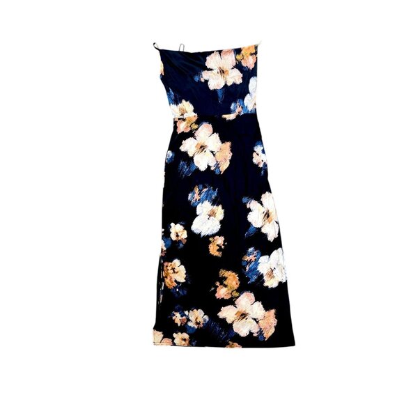 Quiz Women Floral Maxi Slip Dress With Cowl Neck Navy/Beige Size 10 NWT - Picture 4 of 8